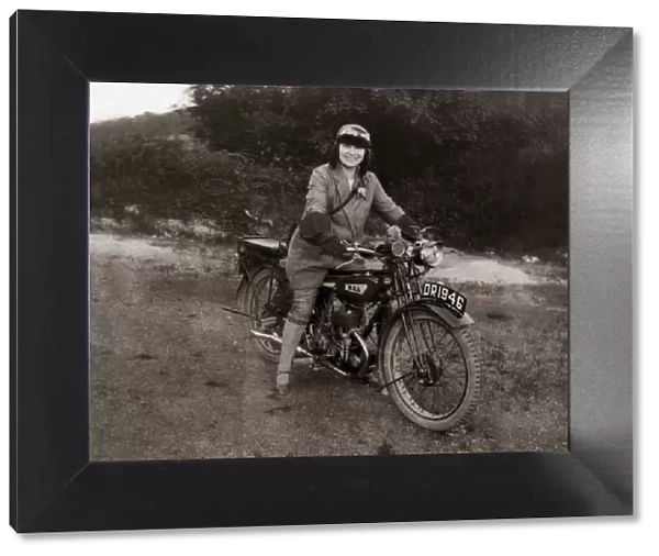 Lady on a 1928  /  9 BSA motorcycle