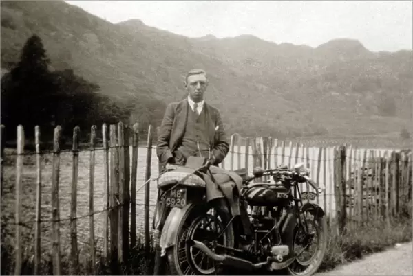 Gentleman with his 1922 BSA motorcycle