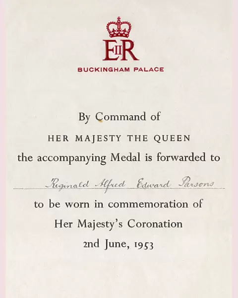 Certificate from Buckingham Palace