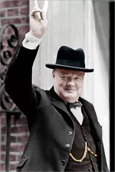 Winston Churchill - Giving the V for Victory sign