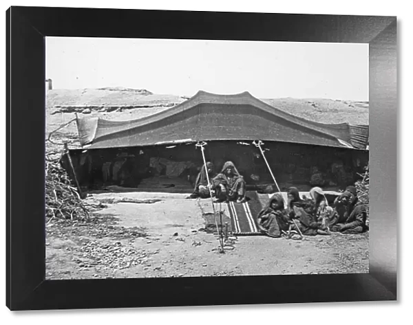Bedouin tent with family