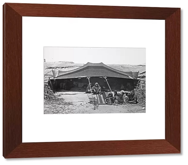 Bedouin tent with family