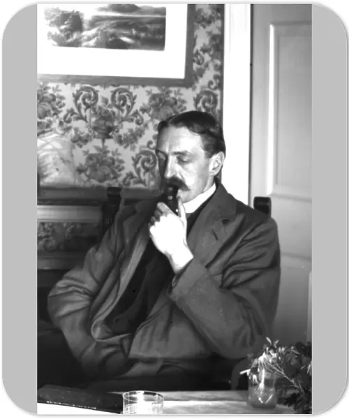 Pensive man smoking a pipe