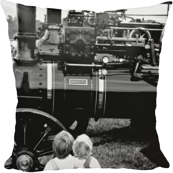 Boys looking at steam engines, Hampshire