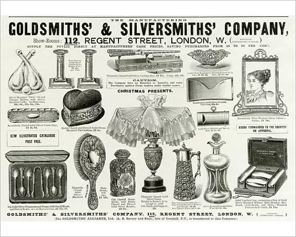 Advert for Goldsmiths & Silversmiths Victorian items 1896
