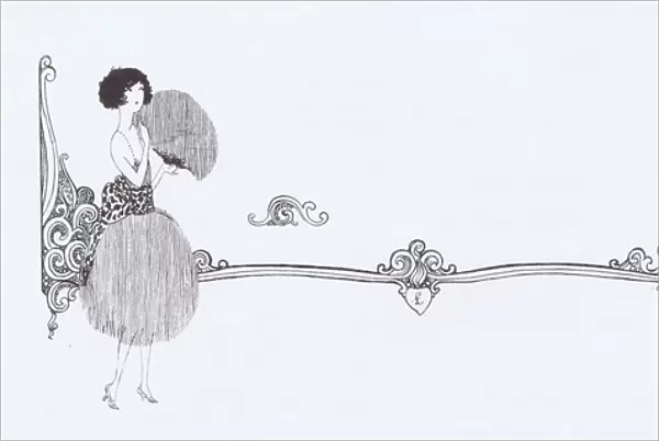 Header sketch of fashionable young lady and young man, 1921