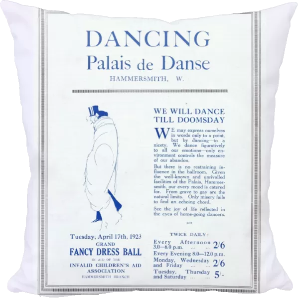 Advert for the Palais de Danse, Hammersmith, London, 1923