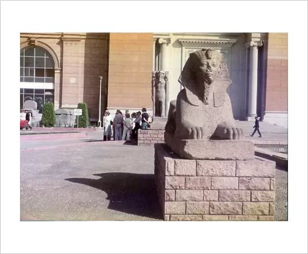 The Sphinx like statue in the grounds of the Egyptian Museum