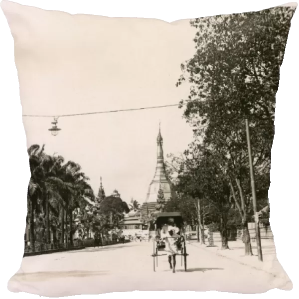 Street scene and Shwe Dagon Pagoda, Rangoon, Burma