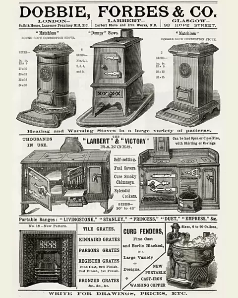 Advert for Dobble, Forbes & Co stoves and ranges 1888