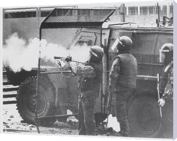 Northern Ireland - three British soldiers in riot equipment