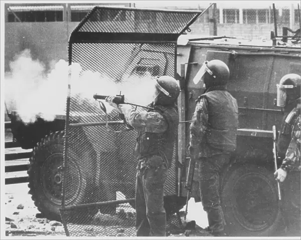 Northern Ireland - three British soldiers in riot equipment