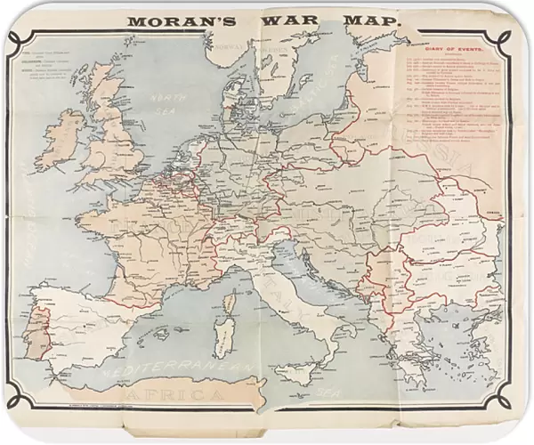 Moran?s War Map, coloured to show Britain and her Allies