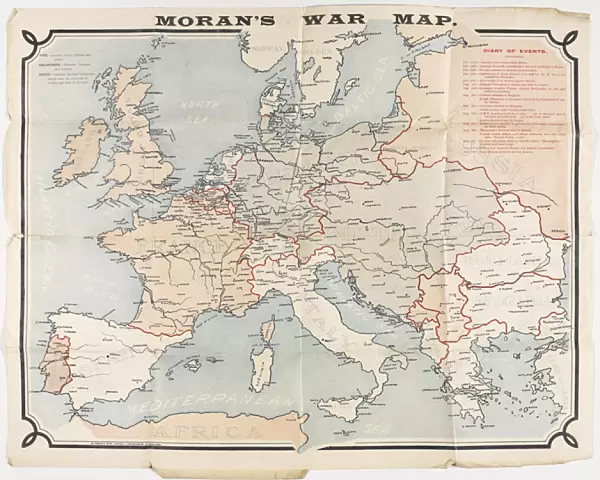 Moran?s War Map, coloured to show Britain and her Allies