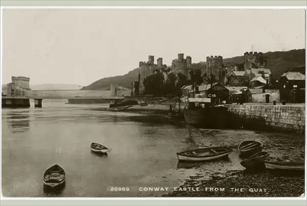 Conwy Castle and Suspension Bridge, Wales - from the Quay