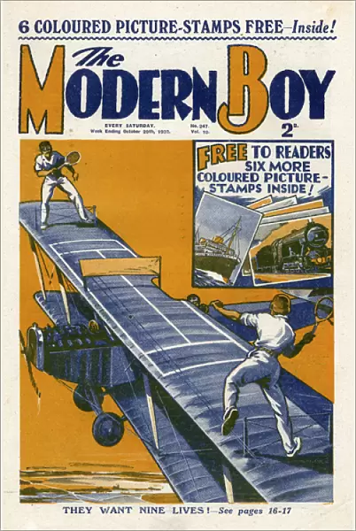 The Modern Boy front cover - Wing walkers play tennis