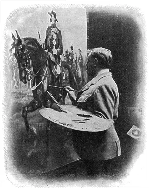 Richard Caton Woodville at work on a painting