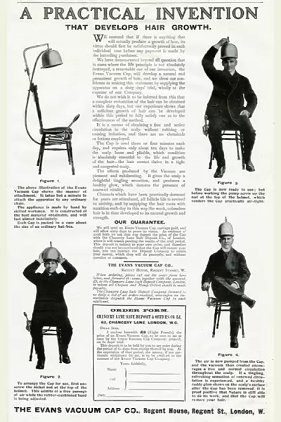 Advert for Evans vacuum cap for growth of hair 1906