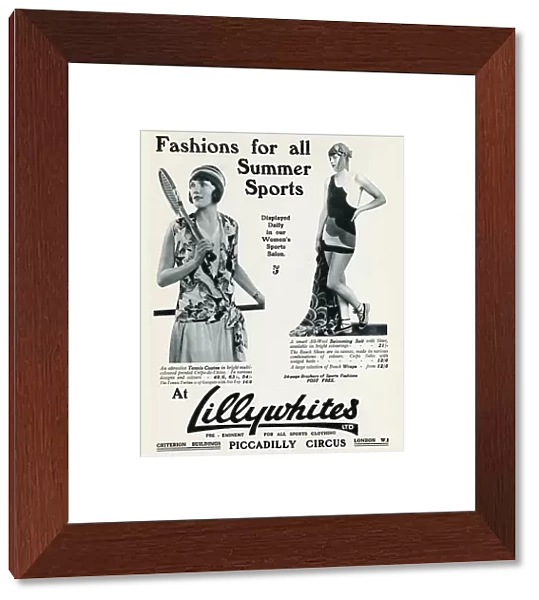 Advert for Lillywhites summer sports clothing 1930