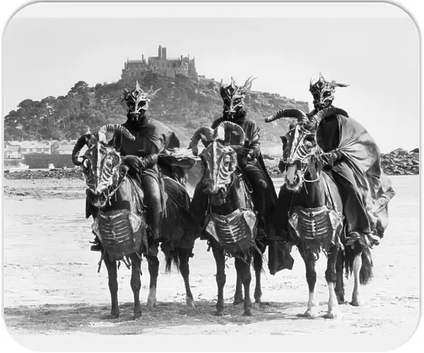 Horsemen filming Robin of Sherwood, Cornwall