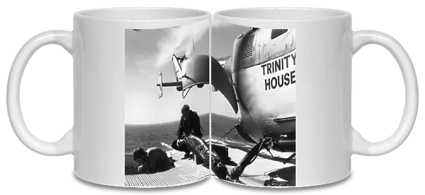 Trinity House Service Helicopter on Bishop Rock lighthouse