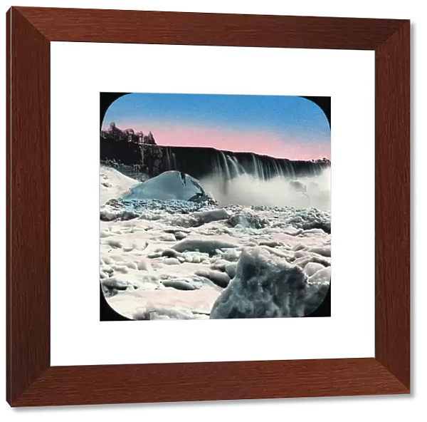 Partially-frozen Niagara Falls, NY State, USA