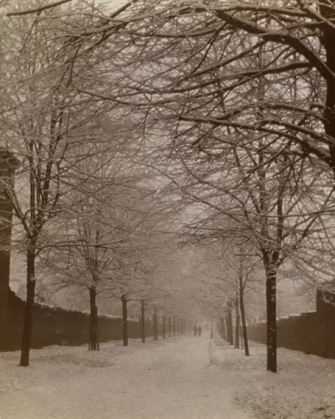 Snow scene in Longfield Avenue, Ealing, West London