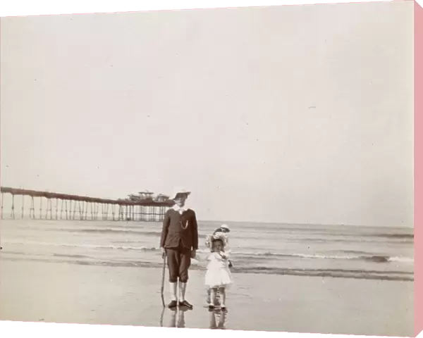 Boy and girl on the beach, Saltburn, North Yorkshire