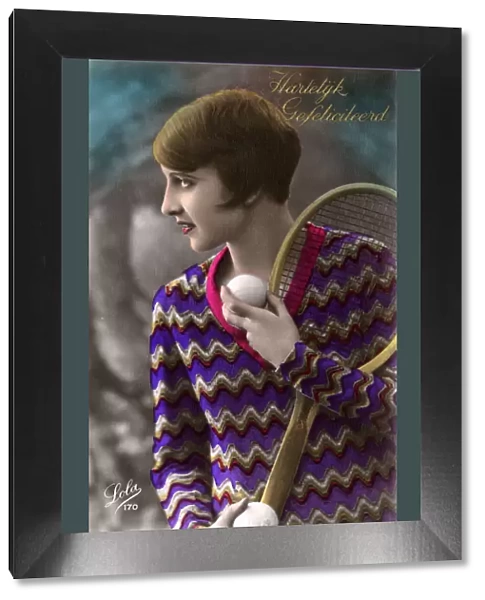 Happy Birthday Greetings card - Dutch - Tennis Player