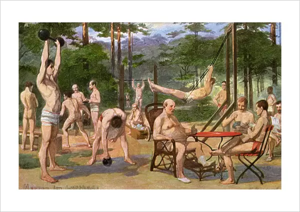 German Men at an open air spa