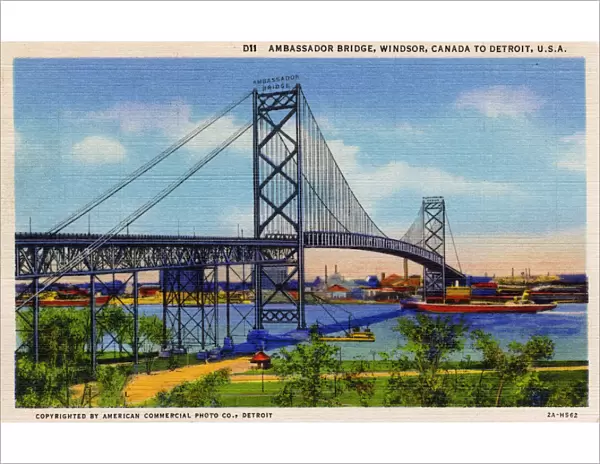 Ambassador Bridge between Windsor, Canada and Detroit, USA