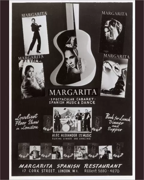 Promotional card for Margarita Spanish Restaurant, London