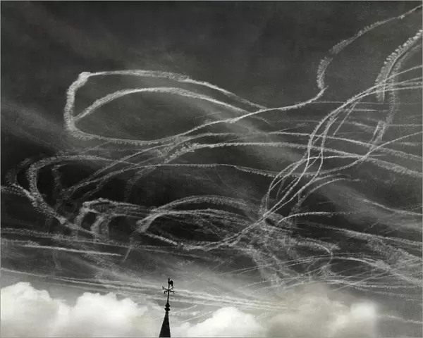 A Mass of White Contrails During a Battle-Of-Britain Dog?