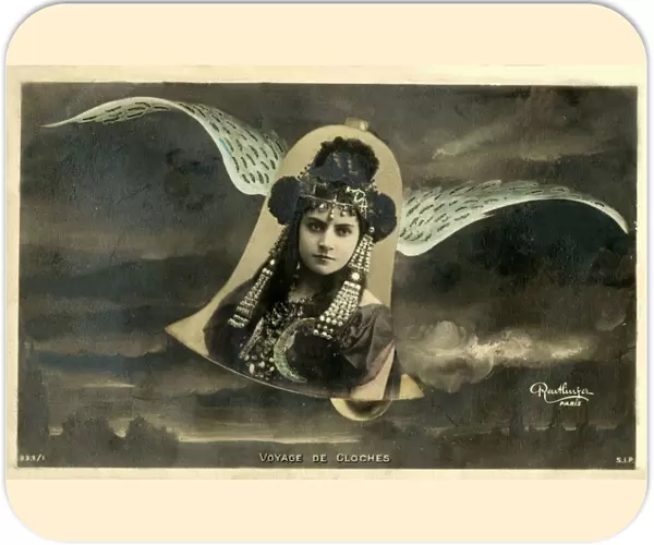 Flight of a Belle - Witty French postcard