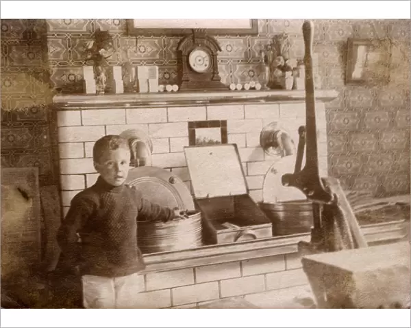 Young boy and hot fat fryers - Fish & Chip Shop, Morecambe