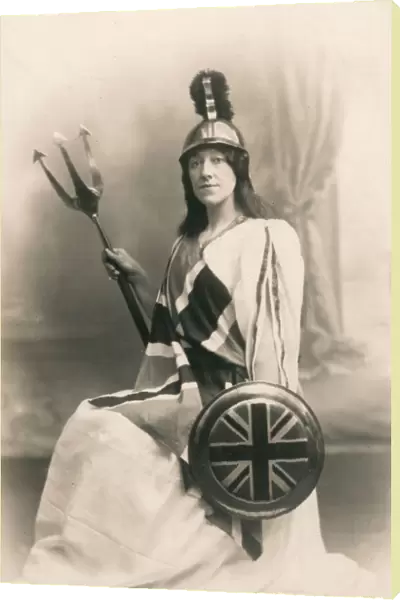 A woman in the costume of Britannia