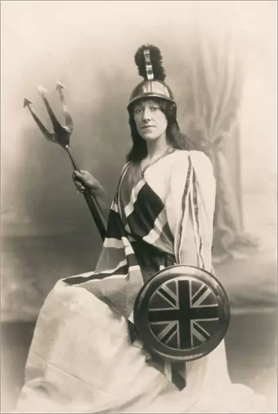 A woman in the costume of Britannia