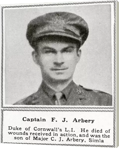 WW1 - Captain F J Arbery - Duke of Cornwalls Light Infantry