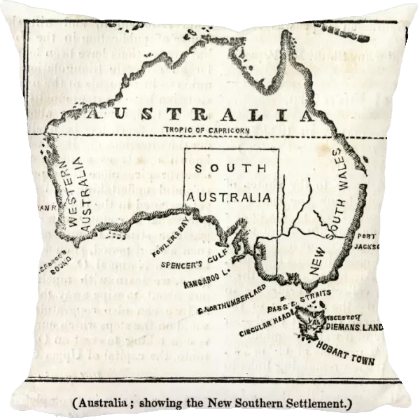 Map of Australia showing the New Southern Settlement