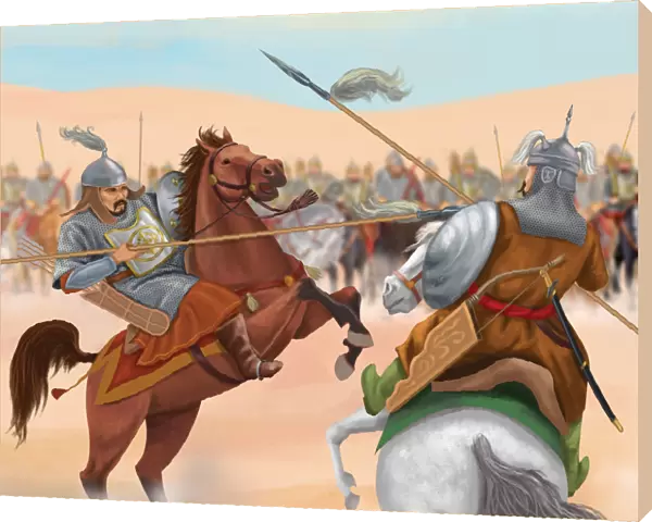 Kazakh warriors in a battle