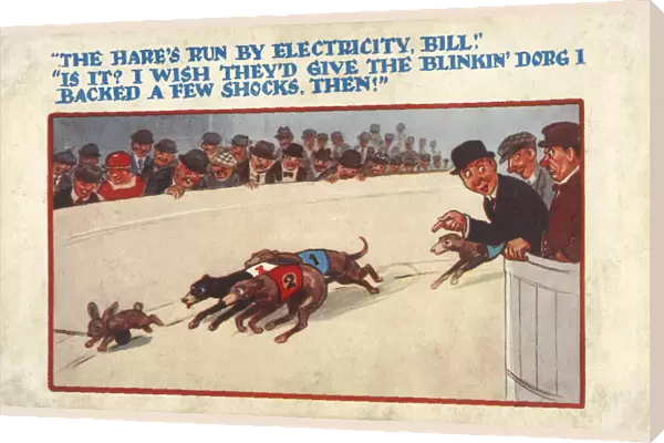 Comic Postcard - Greyhound Racing - The hares run by electricity, Bill Is it