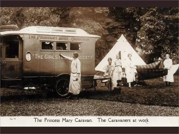 The Princess Mary Caravan - The Caravaners at work. The Girls Friendly Society supported