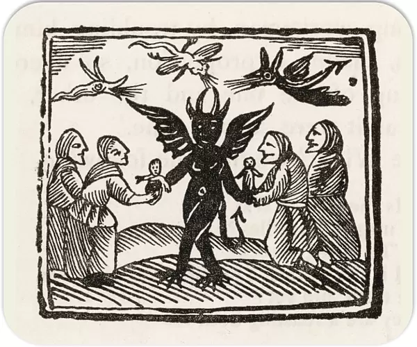 Devil dancing with worshippers at Sabbat
