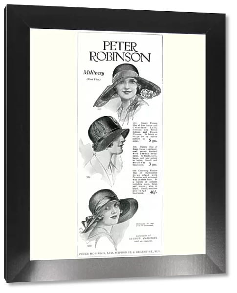 Advert for Peter Robinsons womens hats 1930