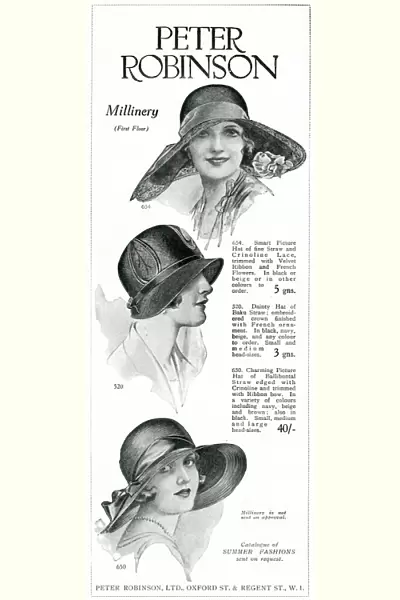 Advert for Peter Robinsons womens hats 1930