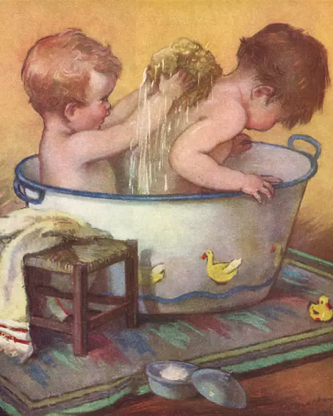 Children bathing together Your Turn by C V MacKenzie