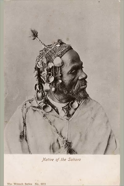 Old man from Central Sahara - Africa - Remarkable headdress