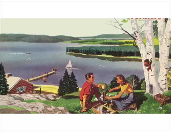 Picnic Overlooking Lake Date: 1948