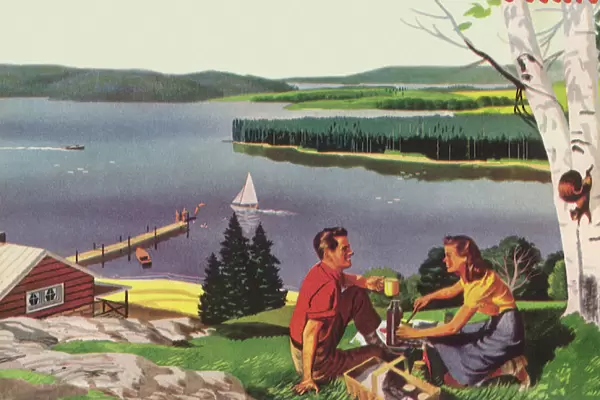 Picnic Overlooking Lake Date: 1948