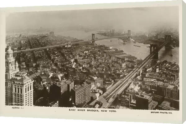 View of the East River Bridges, New York, USA